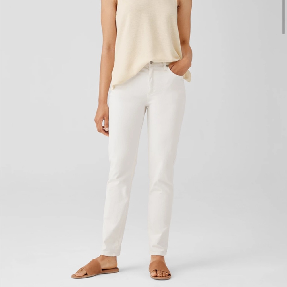 Eileen Fisher cream straight leg denim pants size 12